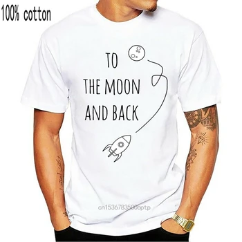 Personalizar el más Reciente Hasta la Luna ida y vuelta / Idea del Regalo de camiseta de los hombres y las mujeres de negro de la Carta de los hombres camisetas Cuello Redondo de algodón Lindo