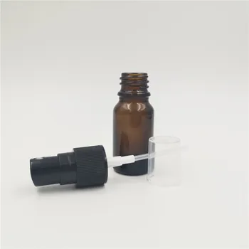12pcs 15 ml de Vidrio de color Ámbar de la neblina de Spray Botella de 0,5 onzas Fino Negro Rociador de la Niebla de aceite esencial de botellas vacías de envases de productos cosméticos