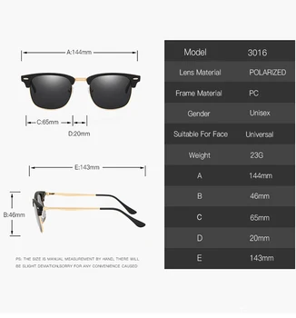 Gafas de sol polarizadas para los Hombres de la Vendimia de la Moda de Gafas de Sombra de la Famosa Marca Polaroid de Metal Gafas de Sol Retro Feminino para las Mujeres de los Hombres