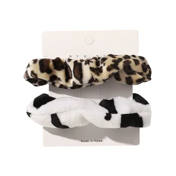 2 Piezas Scrunchies Conjuntos de las Mujeres de la Raya de Leopardo de las Niñas Lazos para el Cabello Regalos de Navidad de Terciopelo Scrunchy accesorios Kawaii