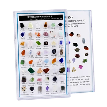 48xNatural Minerales Cristales de Roca en un Cuadro Natural de la Piedra Pulida Colección