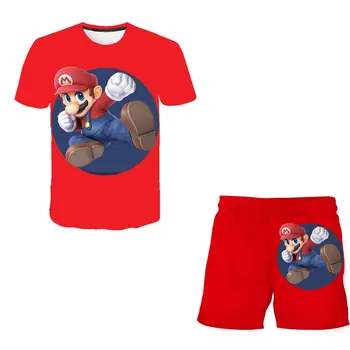 Super Mario bro camiseta de Niños de la Impresión 3D y camiseta Corta 2pcs Set de para Niños camiseta de Chicos Chicas Adolescentes Tops para Niños juego de Ropa de