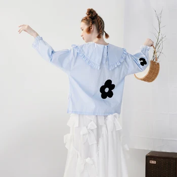 Imakokoni original diseño de flor de algodón de la muñeca cuello de la camisa Sen línea de todos coinciden con la primavera y el verano nuevo estilo 213318