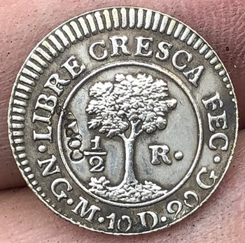 1824 América Central de la República 1/2 Real de las monedas de 16mm