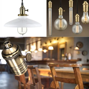 E27/E26 Retro Vintage de Aluminio Tornillo de Edison Colgante de Iluminación de la Lámpara del Bulbo del Titular de la Base de Socket (Lámpara y los Tornillos No Incluidos)