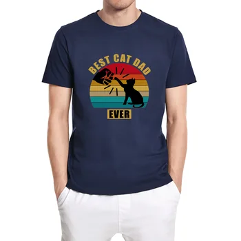 Mejor Gato Papá Nunca los Hombres de manga Corta T-Shirt Amante de los gatos de la Camisa de las Mujeres de Algodón de Camiseta Divertida del Regalo de los Hombres de la Ropa
