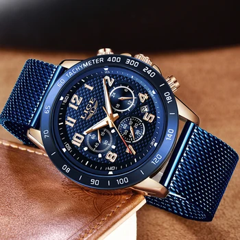 LIGE para Hombre de la Moda de los Relojes de la Marca Superior de Lujo reloj de Pulsera de Reloj de Cuarzo Reloj Azul Impermeable de los Hombres del Deporte del Cronógrafo Relogio Masculino