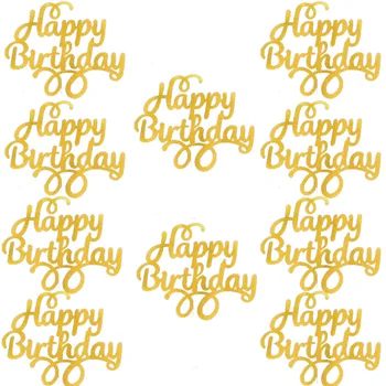 10ps Decoraciones de la Torta de Cumpleaños Feliz de Oro Giltter Oh Bebé Niño Niña Cake Toppers para las Duchas del Bebé Topper de la Torta de Cumpleaños Feliz