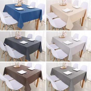 Decorativos Mantel Mantel Rectangular Mesa de Comedor con Tapa de Color Sólido de Algodón y Lino Mantel Occidental Mantel