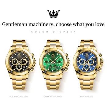 OLEVS Clásico de Lujo de los Hombres de Negocios Reloj Mecánico de los Hombres Superiores de la Marca de relojes de Moda Impermeable Azul de la Esfera del Reloj Reloj de hombre