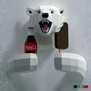 3D de Papel oso Polar animales marinos de Verano Modelo de Papercraft la Decoración del Hogar, Decoración de la Pared del Rompecabezas DIY Juguetes Educativos Regalo para los Niños
