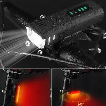 USB Recargable Bicicleta LED Luz de MTB de la Bicicleta Frente de Atrás de la luz trasera Bicicleta de Advertencia de Seguridad Impermeable de la Bicicleta de la Lámpara de la Linterna