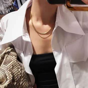 ALYXUY Serpiente Collar de Gargantilla Collar Simple, Plano y Ancho Fina Cadena de las Mujeres de la Joyería Accesorios de Moda de Regalo