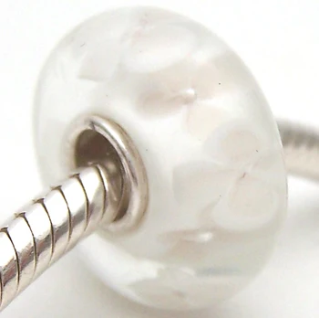 JG2633 S925 Plata de ley Perlas de Cristal de Murano perlas de Ajuste Europeo Encantos de la Pulsera de los encantos de bricolaje joyas de Murano GlassBeads