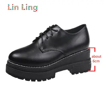 2021LinLing Cos Japonés, Uniforme de la Escuela Jk Zapatos Niñas Kawaii Suave Hermana Dedo del pie Redondo de la Plataforma de charol Tacón de 6cm Lolita