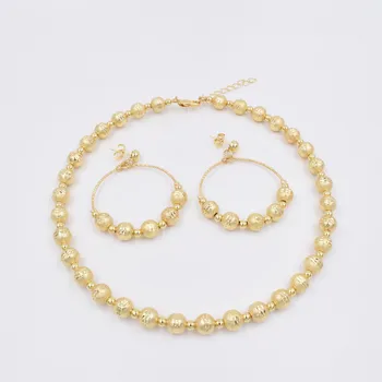De alta Calidad de Dubai Italia 750 del color del Oro de la Joyería del GRAN Conjunto Para las Mujeres africanas perlas de joyería de moda collar de la conjunto del pendiente de la joyería