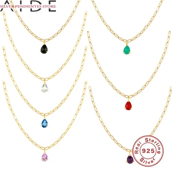 AYUDANTE S925 Collar de la Plata Esterlina Para las Mujeres Ins de Viento de Clip de Papel en la Cadena de Gota Colgante de Diamantes de Clavícula Collar de Bisutería Femme