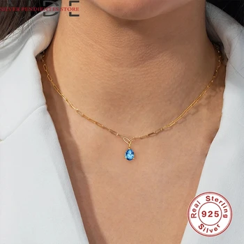 AYUDANTE S925 Collar de la Plata Esterlina Para las Mujeres Ins de Viento de Clip de Papel en la Cadena de Gota Colgante de Diamantes de Clavícula Collar de Bisutería Femme