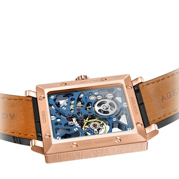 AGELOCER Mano de Viento Mecánicos Relojes para Hombre 2020 Zafiro Esqueleto Transparente relojes de Pulsera De los Hombres de Moda Reloj de Lujo