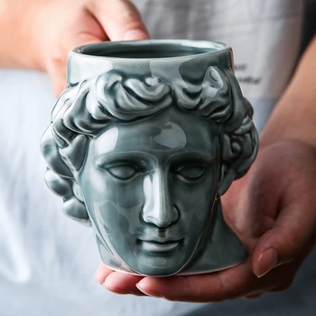 Cerámica David Jefe de la Jarra de Gran capacidad Antiguo griego Apolo Escultura de la Copa de la Oficina Personalizada Taza de Café de Escritorio Decoración