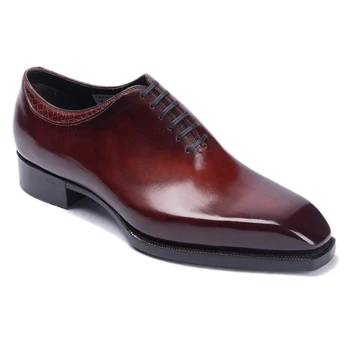 Gran Tamaño de los Hombres Zapatos de Cuero de Una sola Pieza de Estilo Oxford Formal de los Zapatos de los Hombres