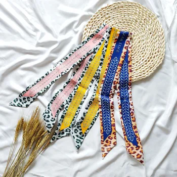 Los artículos de lujo bolso de la playa de la decoración de la bufanda diseñador de nuevo de la impresión del leopardo de las señoras de la bufanda de seda larga cinta diadema femenino JK58
