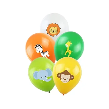 10pcs 12 Animales Confeti Globos de Látex Jungle Wild Animal Suministros para fiestas de Cumpleaños Decoraciones con Globos para Baby Shower Niño