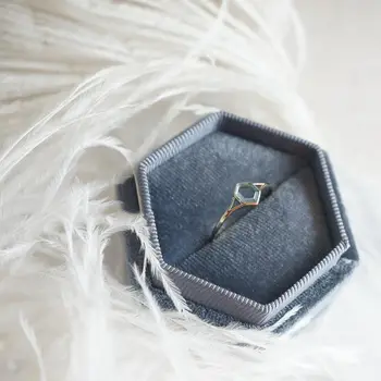 Original diseño geométrico cubo de hielo de apertura ajustable anillo aretes translúcido exquisito encanto bohemio de las mujeres de plata de la joyería