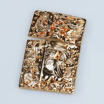 De lujo de Oro de Guan Yu Tallada de BRICOLAJE placa de Metal Para ZP Kerosene Aceite Ligero de la Muela de la Rueda más ligera hechos a Mano de BRICOLAJE Accesorios de Decoración