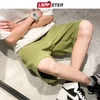 LAPPSTER Hombres Colorfuls de Algodón coreano de la Moda de los pantalones Cortos 2021 Verano para Hombre Suelto Gráfico Sudor pantalones Cortos Pareja Casual Ejecución Jogger