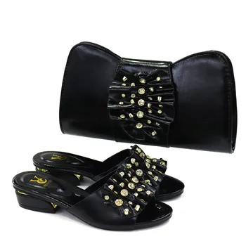 Última Zapatos de las Mujeres y las Bolsas De Partido de Italia las Mujeres de Nigeria, Partido de Zapatos y Bolsos Decorados con diamantes de imitación, Más el Tamaño de 43 Zapatos