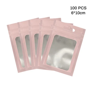 100Pcs/Pack Mate Zip lock Bolsa de Plástico del papel de Aluminio Holograma de la Bolsa de la Comida del Pequeño a Prueba de Agua de la Cremallera Hermético Bolsas de 6*10 cm 2021