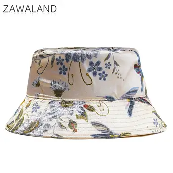 Zawaland de la Moda de la Calle Florales Impresos Plana Pescador Sombrero de Primavera y Verano al aire libre, Pareja de Viaje Simple Tapas Casual Bucket Hats
