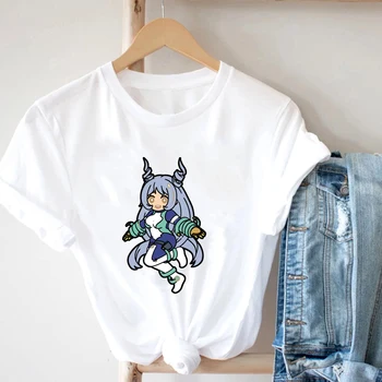 Anime Japonés Demon Slayer Camiseta De Mujer De Manga Corta Tops Divertido Damas Ropa Kimetsu No Yaiba Kamado De Dibujos Animados Lindo De La Camiseta De La