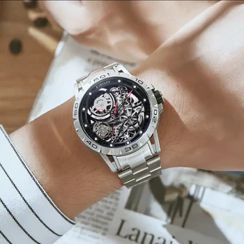 2021 nuevo reloj de diseño mecánico automático hueco noctilucentes impermeable reloj de los hombres originales de alta calidad
