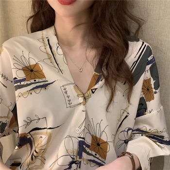 La moda de Impresión de Camisetas de Mujer V-cuello de Manga Corta Blusa de corea Suelto Japonés Casual de las Mujeres Tops de las Mujeres Ropa de Damas Blusa 10198