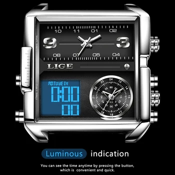 2021 LIGE Relojes de los Deportes parte Superior de los Hombres de Lujo de la Marca Impermeable reloj de Pulsera de los Hombres Analógico de Cuarzo Militar Digital de los Relojes Relogio Masculino