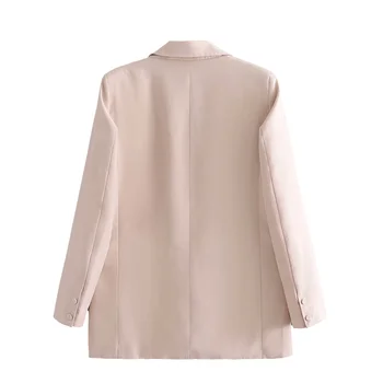 ZXQJ las mujeres elegantes sólido beige completo de la manga de la chaqueta 2020 de la moda de las señoras bolsillo de la chaqueta causal mujeres cardigan chicas chic trajes