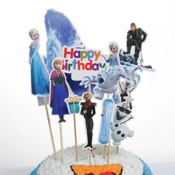 1pcs/Lot Congelado Princesa Elsa Tema Pastel Cupcake Toppers de la Torta de la Bandera de las Niñas de la Fiesta de Cumpleaños Decoración de Pastel de Aniversario Suministros