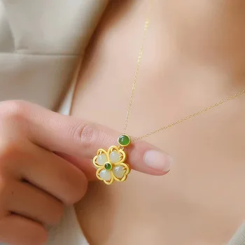 Nueva 2021 Natural de Jade hetian visita del Trébol Colgante de Collar de la Joyería de la Moda de Calcedonia Amuleto de Regalos para las Mujeres de dropshipping