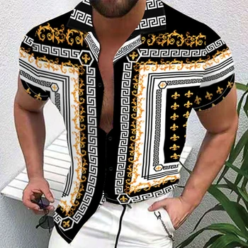 Los hombres de Verano de Gran Tamaño Suelta Fina de secado Rápido Casual de Moda de Impresión de Cuello Chaqueta de punto de Manga Corta Camiseta