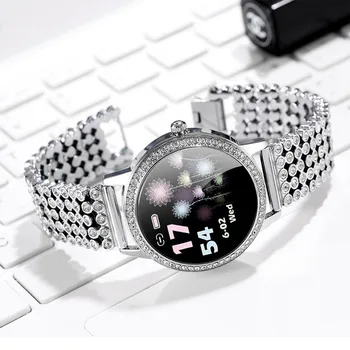 De diamantes Reloj Inteligente 2021 Mujeres Hermosas LW20 Smartwatch IP68 Impermeable de la Pulsera de la Frecuencia Cardíaca de Acero Relojes de Regalo Para el Amante