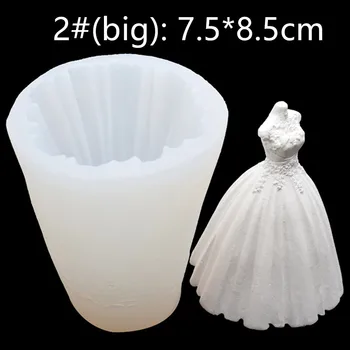 Caliente 3D vestido de novia molde de silicona de grado de alimentos para hechos a mano de BRICOLAJE de vela coches de la fragancia fabricante de la torta de figuritas decorativas