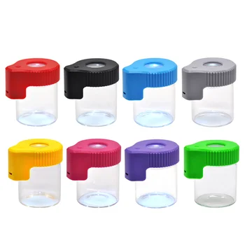 1 Pc de Plástico y Vidrio de la Luz LED de Aire Apretado de Almacenamiento de Aumento de Jar de Ver Contenedor 155ML Sellado de Vacío de Plástico Caja de píldoras Caso de Regalo