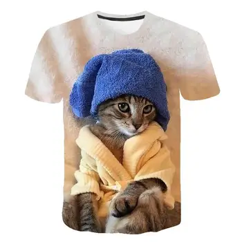 2020 de la moda de la impresión en 3D divertido gato blanco y negro de impresión T-shirt, señoras funny T-shirt para hombres y mujeres de verano casual T-shirt tops