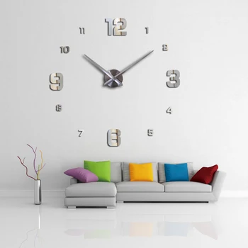 Nueva Cuarzo Corto Relojes 3d Real a Gran Reloj de Pared se Apresuraron Espejo Pegatinas Diy Sala de estar Descuentos Aún la Vida