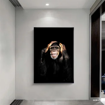 Orangután Mono Chimpancé Expresión De Arte Impresión De La Lona De Pintura Gorila Animal De La Pared De La Imagen Sala De Estar Decoración Del Hogar Cartel