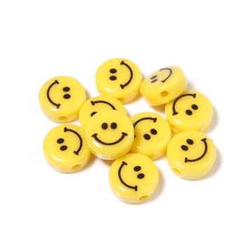 20Pcs 6mm 8mm 10mm 12mm Sonrisa de Perlas de Resina Color Amarillo de la Forma Redonda de DIY de la Joyería hecha a mano de la Pulsera de Accesorios