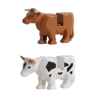 MOC Animales Ladrillos de Juguete Vaca Bloques de Construcción Toro 10pcs/set para Niños diy Juguetes Educativos de los Niños Regalos de Cumpleaños