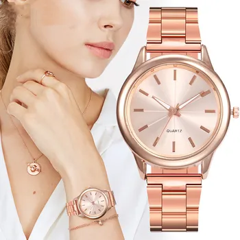 De Moda de lujo de las Señoras de los Relojes de Cuarzo Reloj de Correa de Acero Inoxidable Dial Casual Bracele Reloj de la Aleación armbanden voor vrouwen W1